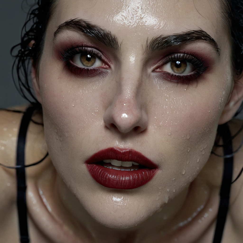 photorealistic details, muted color palette, working late, R/asshole, wet skin texture, lingerie, cl...