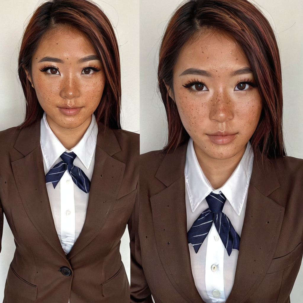 highres, R/xsmallgirls, asian cosplay character, wearing a business suit slightly undone, strong hig...