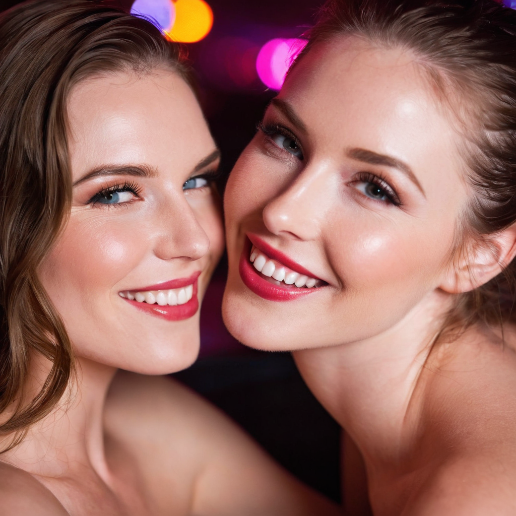 best aesthetic, pale-skinned woman, nothing but a smile, in a passionate embrace, in a honeymoon sui...